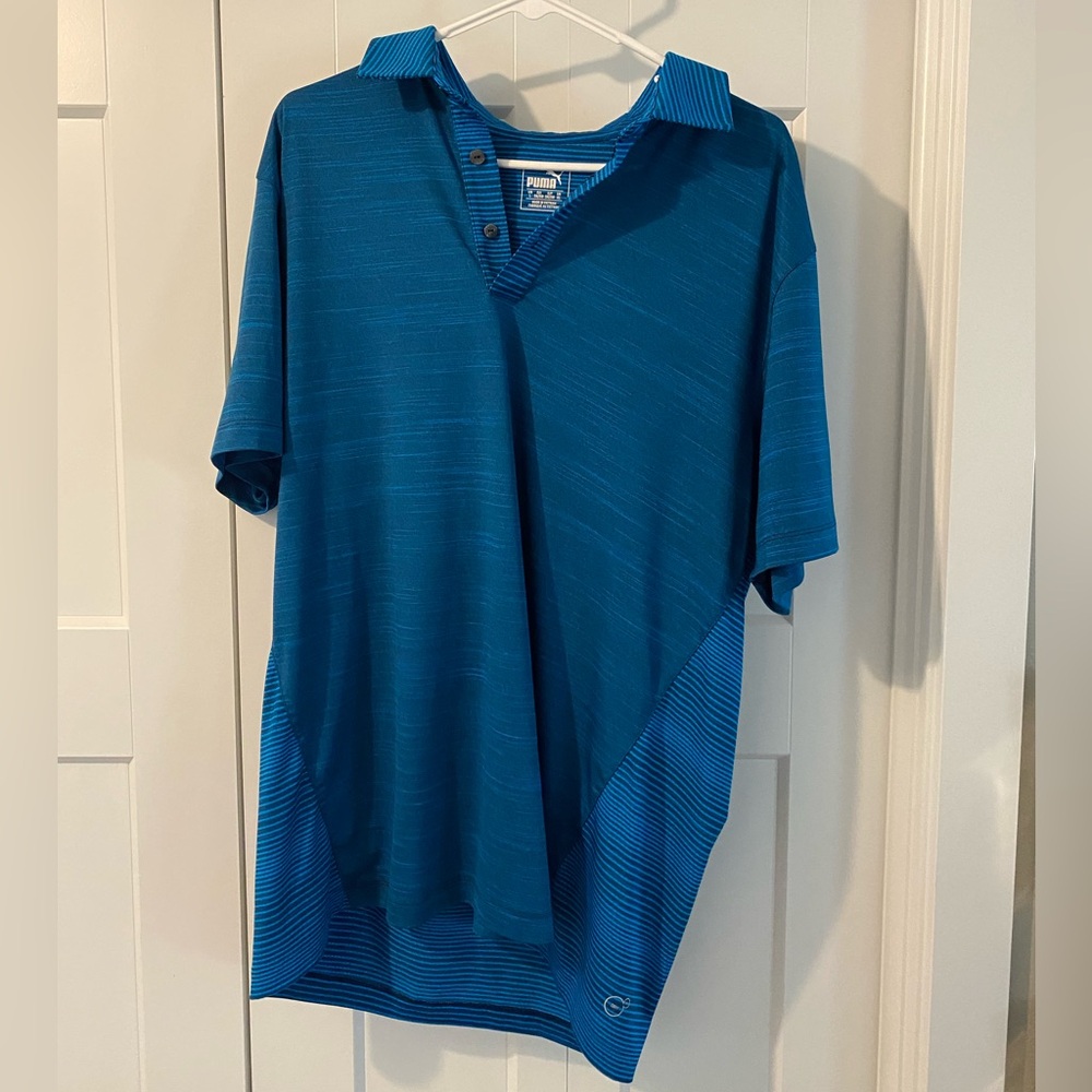 Puma Blue Polo Shirt Lightweight Moisture-Wicking